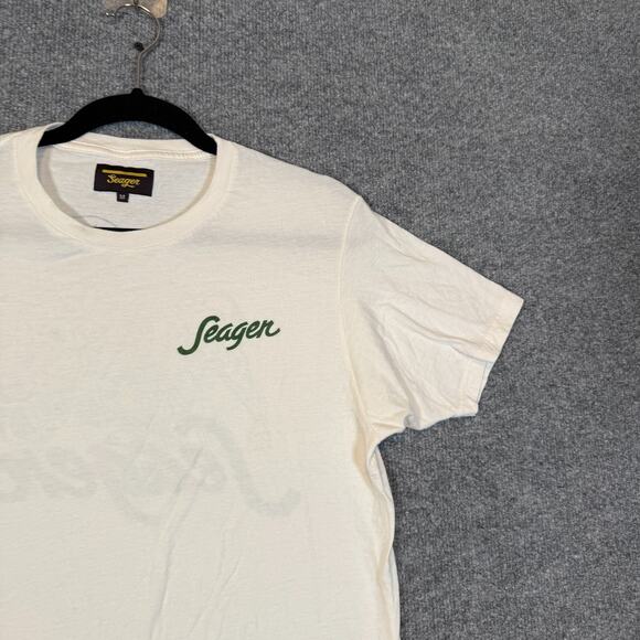 Seager Shirt Mens Medium White Short Sleeve Tshirt Graphic Tee Bull Crewneck - Picture 3 of 8